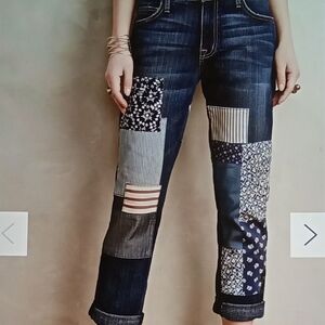 Current/Elliott Blue Patchwork Fling Jeans Made In USA Slim Womens 25